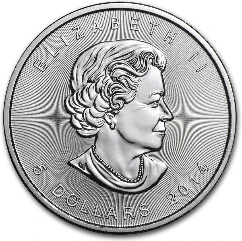 Silver Maple Leaf obverse used as a different-coin example